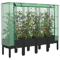 Thumbnail for Hochbeet mit Gewächshaus-Aufsatz Rattan-Optik 160x40x140 cm