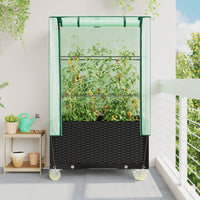 Thumbnail for Hochbeet mit Aufsatz und Rollen Rattan-Optik 80x50x182 cm