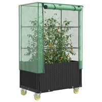 Thumbnail for Hochbeet mit Aufsatz und Rollen Rattan-Optik 80x50x182 cm