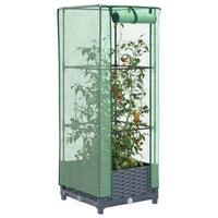Thumbnail for Hochbeet mit Gewächshaus-Aufsatz Rattan-Optik 40x40x123 cm