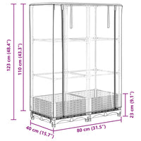 Thumbnail for Hochbeet mit Gewächshaus-Aufsatz Rattan-Optik 80x40x123 cm