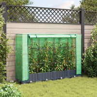 Thumbnail for Hochbeet mit Gewächshaus-Aufsatz Rattan-Optik 160x40x123 cm