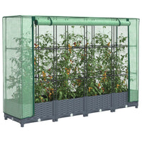 Thumbnail for Hochbeet mit Gewächshaus-Aufsatz Rattan-Optik 160x40x123 cm