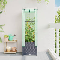 Thumbnail for Hochbeet mit Gewächshaus-Aufsatz Rattan-Optik 40x40x139 cm