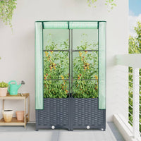 Thumbnail for Hochbeet mit Gewächshaus-Aufsatz Rattan-Optik 80x40x138 cm