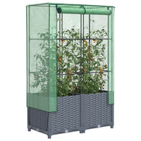 Thumbnail for Hochbeet mit Gewächshaus-Aufsatz Rattan-Optik 80x40x138 cm