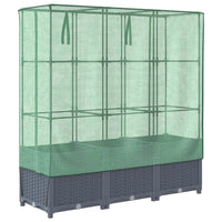 Thumbnail for Hochbeet mit Gewächshaus-Aufsatz Rattan-Optik 120x40x138 cm