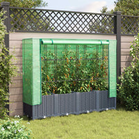 Thumbnail for Hochbeet mit Gewächshaus-Aufsatz Rattan-Optik 160x40x138 cm
