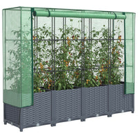 Thumbnail for Hochbeet mit Gewächshaus-Aufsatz Rattan-Optik 160x40x138 cm