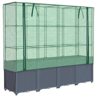 Thumbnail for Hochbeet mit Gewächshaus-Aufsatz Rattan-Optik 160x40x153 cm