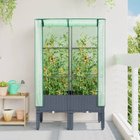 Thumbnail for Hochbeet mit Gewächshaus-Aufsatz Rattan-Optik 80x40x140 cm