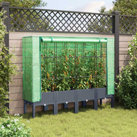 Thumbnail for Hochbeet mit Gewächshaus-Aufsatz Rattan-Optik 160x40x140 cm