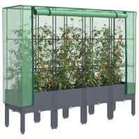 Thumbnail for Hochbeet mit Gewächshaus-Aufsatz Rattan-Optik 160x40x140 cm