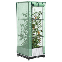Thumbnail for Hochbeet mit Gewächshaus-Aufsatz Rattan-Optik 40x40x123 cm