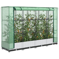 Thumbnail for Hochbeet mit Gewächshaus-Aufsatz Rattan-Optik 160x40x123 cm