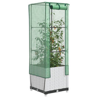 Thumbnail for Hochbeet mit Gewächshaus-Aufsatz Rattan-Optik 40x40x139 cm