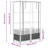 Thumbnail for Hochbeet mit Gewächshaus-Aufsatz Rattan-Optik 80x40x138 cm