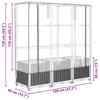 Thumbnail for Hochbeet mit Gewächshaus-Aufsatz Rattan-Optik 120x40x138 cm