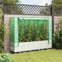 Thumbnail for Hochbeet mit Gewächshaus-Aufsatz Rattan-Optik 160x40x138 cm