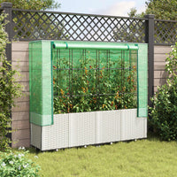 Thumbnail for Hochbeet mit Gewächshaus-Aufsatz Rattan-Optik 160x40x153 cm