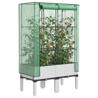 Thumbnail for Hochbeet mit Gewächshaus-Aufsatz Rattan-Optik 80x40x140 cm