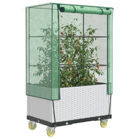 Thumbnail for Hochbeet mit Aufsatz und Rollen Rattan-Optik 80x50x182 cm