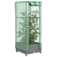 Thumbnail for Hochbeet mit Gewächshaus-Aufsatz Rattan-Optik 40x40x123 cm