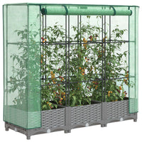 Thumbnail for Hochbeet mit Gewächshaus-Aufsatz Rattan-Optik 120x40x123 cm