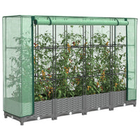 Thumbnail for Hochbeet mit Gewächshaus-Aufsatz Rattan-Optik 160x40x123 cm