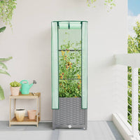 Thumbnail for Hochbeet mit Gewächshaus-Aufsatz Rattan-Optik 40x40x139 cm