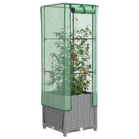 Thumbnail for Hochbeet mit Gewächshaus-Aufsatz Rattan-Optik 40x40x139 cm