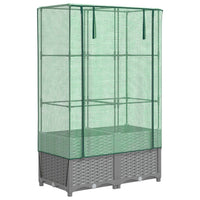 Thumbnail for Hochbeet mit Gewächshaus-Aufsatz Rattan-Optik 80x40x138 cm