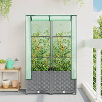 Thumbnail for Hochbeet mit Gewächshaus-Aufsatz Rattan-Optik 80x40x138 cm