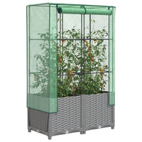 Thumbnail for Hochbeet mit Gewächshaus-Aufsatz Rattan-Optik 80x40x138 cm