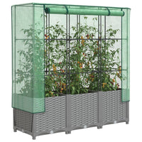 Thumbnail for Hochbeet mit Gewächshaus-Aufsatz Rattan-Optik 120x40x138 cm