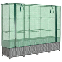 Thumbnail for Hochbeet mit Gewächshaus-Aufsatz Rattan-Optik 160x40x138 cm