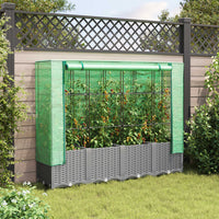 Thumbnail for Hochbeet mit Gewächshaus-Aufsatz Rattan-Optik 160x40x138 cm