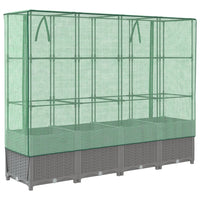 Thumbnail for Hochbeet mit Gewächshaus-Aufsatz Rattan-Optik 160x40x138 cm