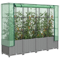 Thumbnail for Hochbeet mit Gewächshaus-Aufsatz Rattan-Optik 160x40x138 cm
