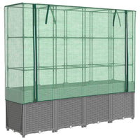 Thumbnail for Hochbeet mit Gewächshaus-Aufsatz Rattan-Optik 160x40x153 cm