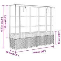 Thumbnail for Hochbeet mit Gewächshaus-Aufsatz Rattan-Optik 160x40x153 cm