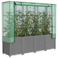 Thumbnail for Hochbeet mit Gewächshaus-Aufsatz Rattan-Optik 160x40x153 cm