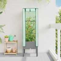 Thumbnail for Hochbeet mit Gewächshaus-Aufsatz Rattan-Optik 40x40x140 cm