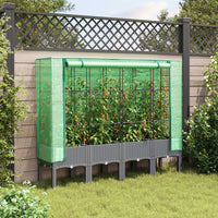 Thumbnail for Hochbeet mit Gewächshaus-Aufsatz Rattan-Optik 160x40x140 cm