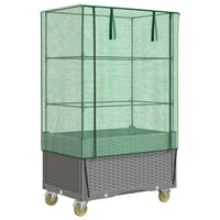 Thumbnail for Hochbeet mit Aufsatz und Rollen Rattan-Optik 80x50x182 cm
