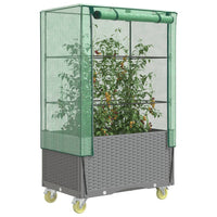 Thumbnail for Hochbeet mit Aufsatz und Rollen Rattan-Optik 80x50x182 cm