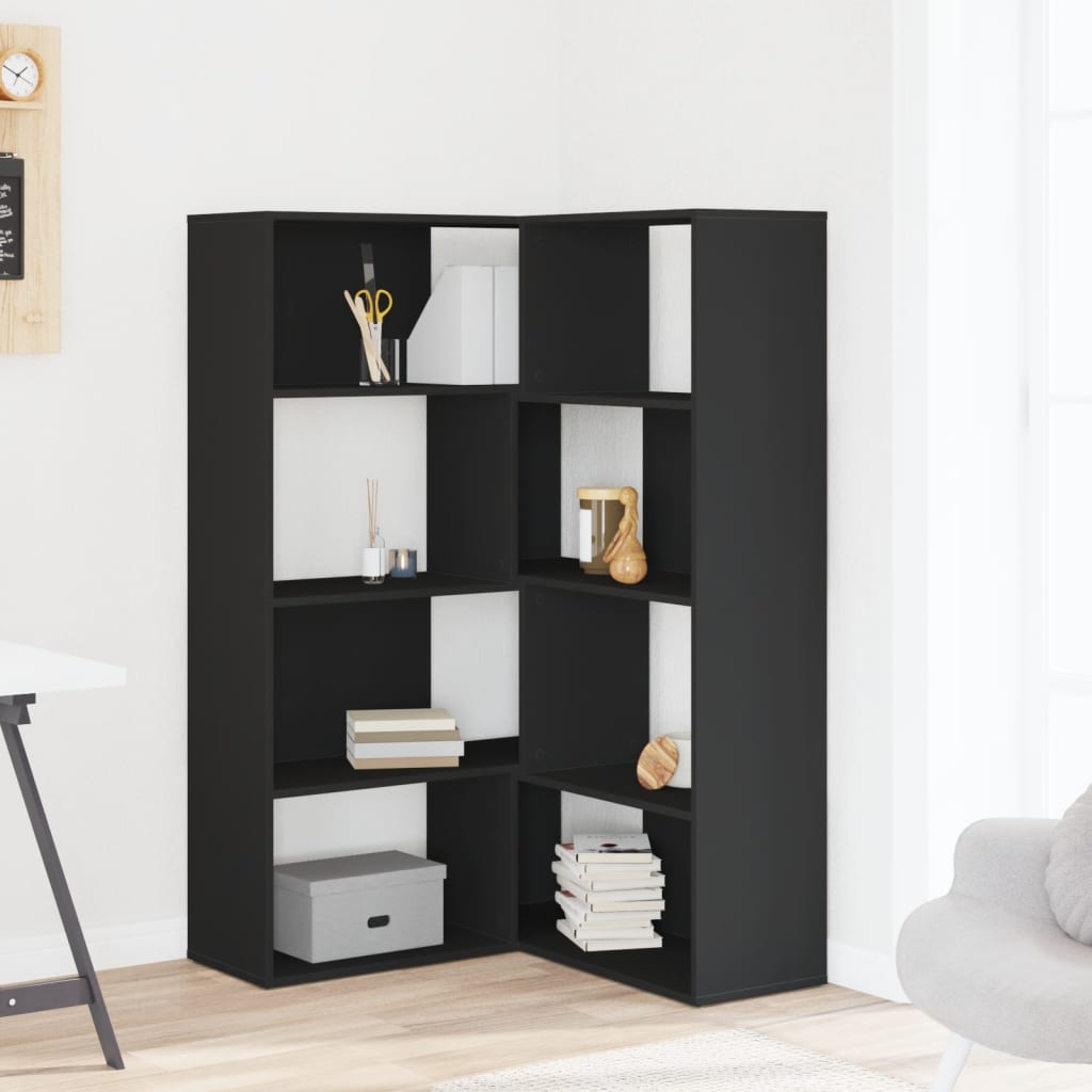 Eck-Bücherregal 4 Etagen Schwarz 85x85x140 cm Holzwerkstoff