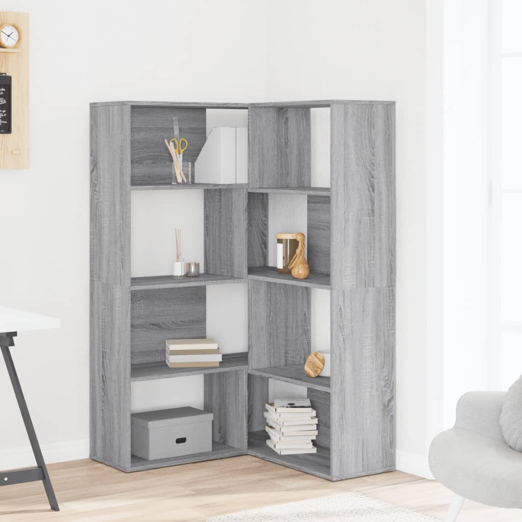 Eck-Bücherregal 4 Etagen Grau Sonoma 85x85x140 cm Holzwerkstoff