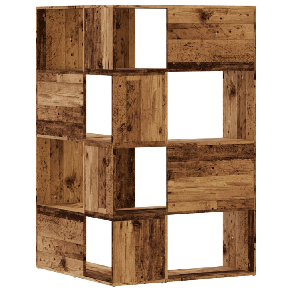 Eck-Bücherregal 4 Etagen Antikholz 85x85x140 cm Holzwerkstoff