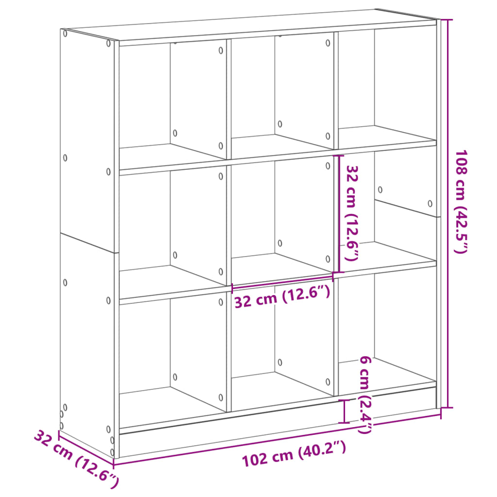 Bücherregal Betongrau 102x32x108 cm Holzwerkstoff